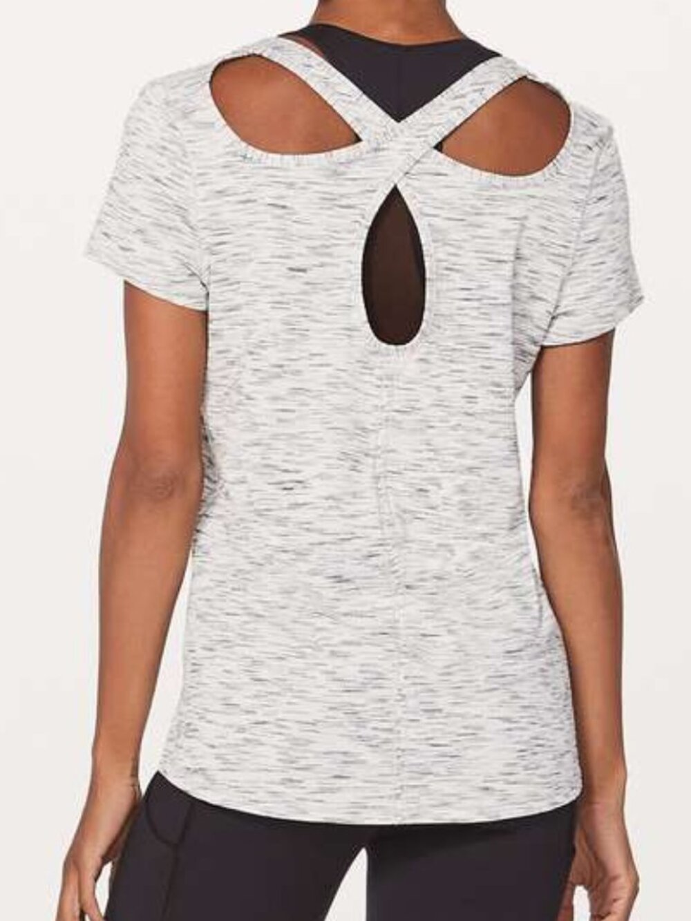Lululemon Extra Mile Short Sleeve Tiger Space Dye Black White size 8